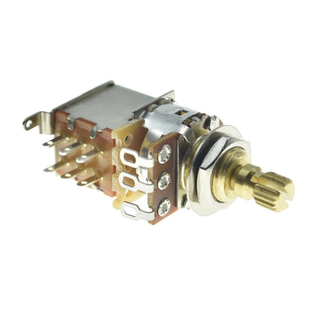 Dopro Full Brass Shaft Push/Push Pot Guitar Bass Audio/Linear Taper Potentiometer with USA Thread Shaft A500K Audio Taper 16mm S